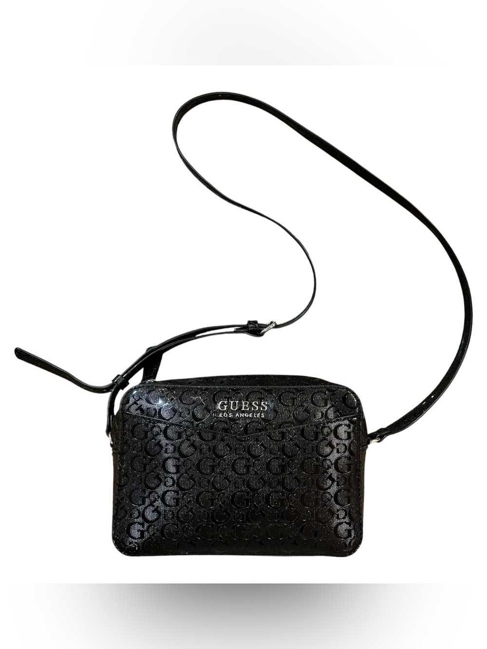 GUESS Los Angeles Black Embossed Logo Crossbody Bag NWOT